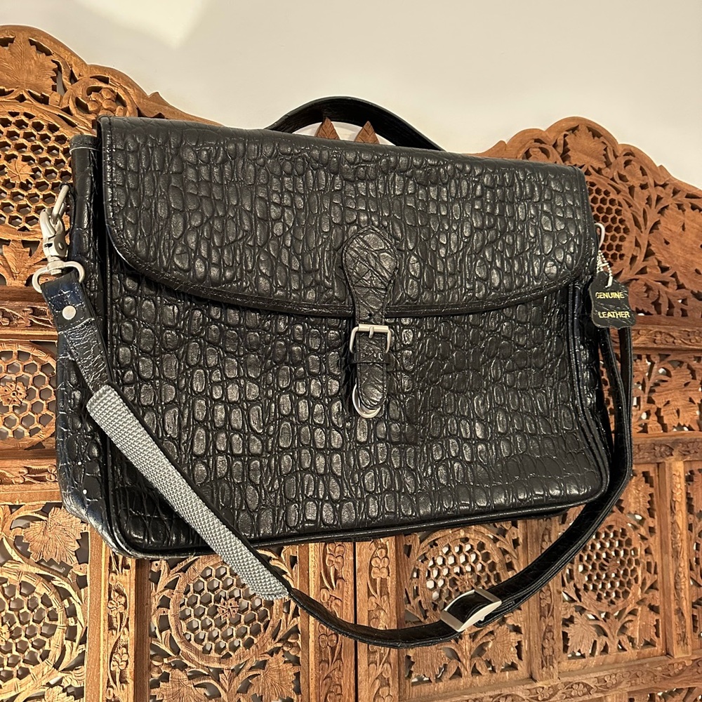 Leather Crocodile Work Briefcase Satchel Shoulder Bag Laptop Bag